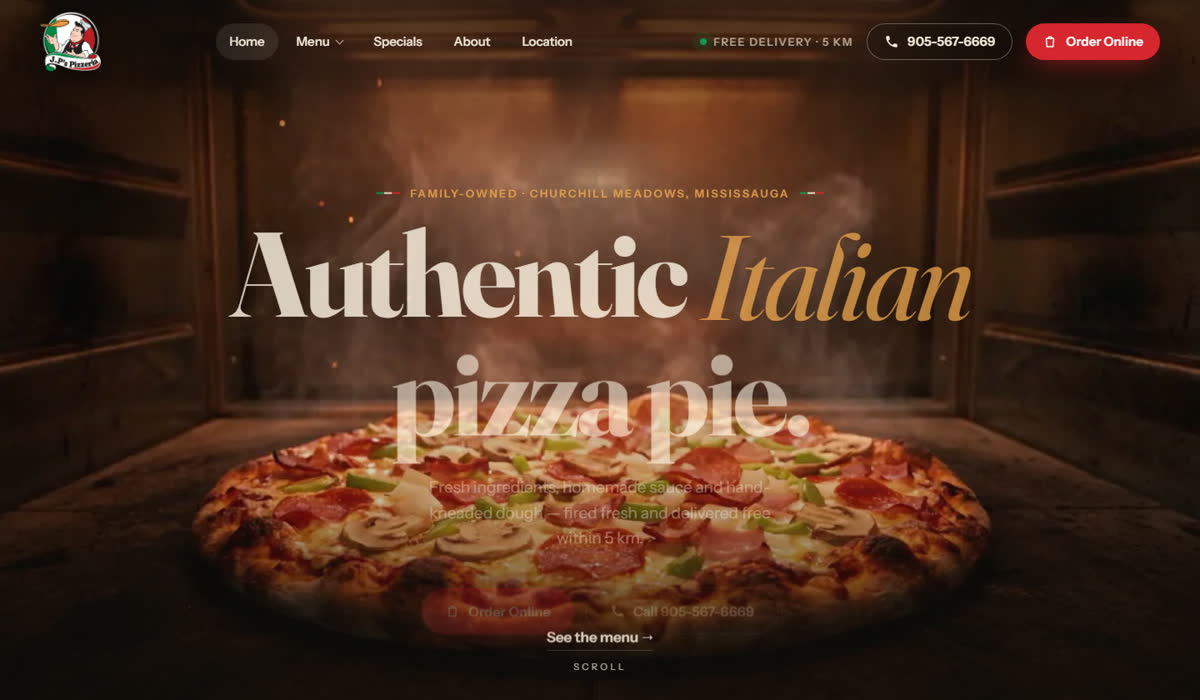 JP Pizzeria website by CyberVision Media