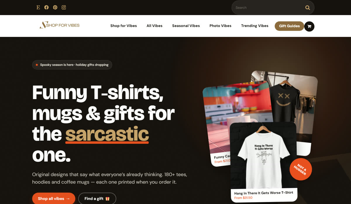 Shop for Vibes website by CyberVision Media